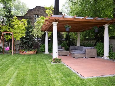 Picture of beauty garden with modern gazebo